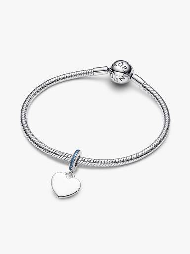 Engravable Heart Blue Stone Dangle Charm - Image 5
