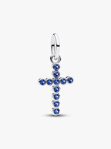 Blue Round Bezel Cross Necklace set - Image 2