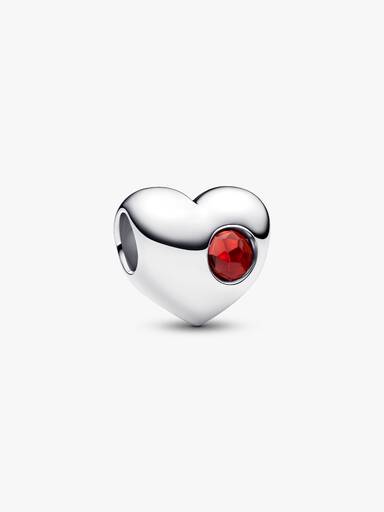 January Engravable Red Stone Heart Charm - Image 2