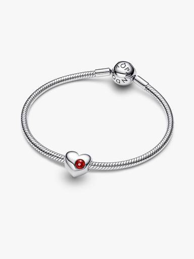 January Engravable Red Stone Heart Charm - Image 6