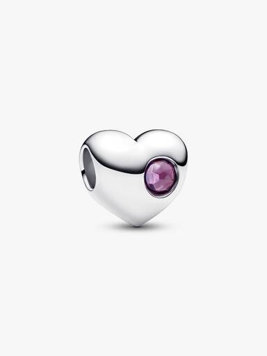 February Engravable Purple Stone Heart Charm - Image 2