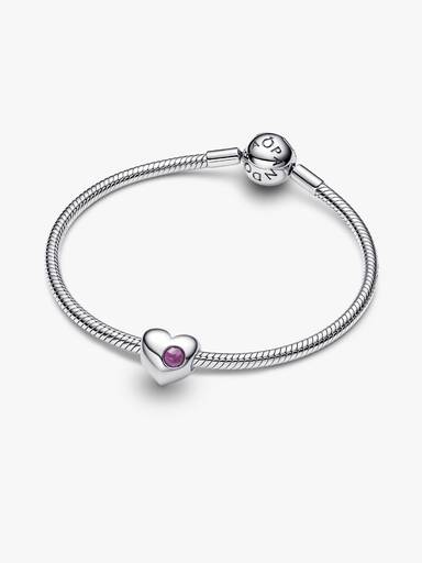 February Engravable Purple Stone Heart Charm - Image 6