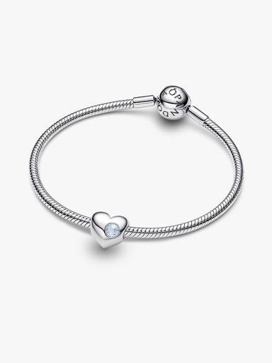 March Engravable Sea Aqua Blue Stone Heart Charm - Image 4
