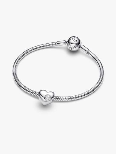 April Engravable Clear Stone Heart Charm - Image 6