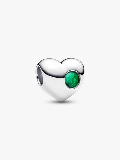 May Engravable Green Stone Heart Charm - Image 2