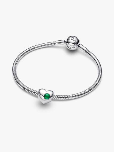 May Engravable Green Stone Heart Charm - Image 6
