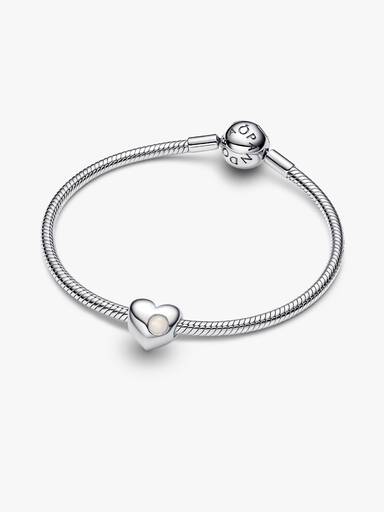 June Engravable White Stone Heart Charm - Image 6