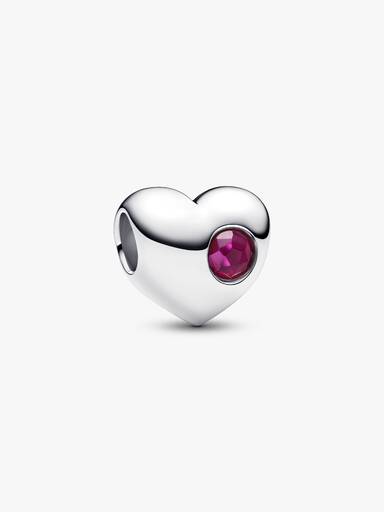 July Engravable True Red Stone Heart Charm - Image 2