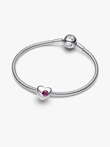 July Engravable True Red Stone Heart Charm - Image 6