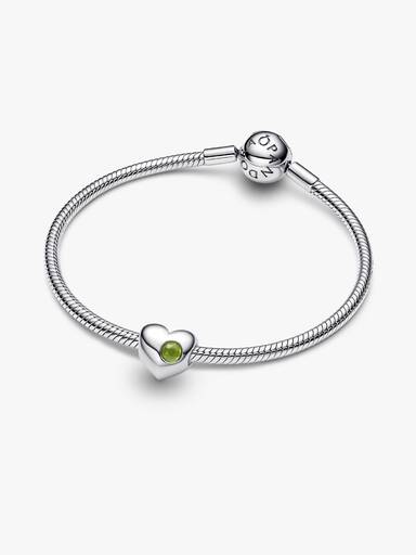 August Engravable Spring Green Stone Heart Charm - Image 6