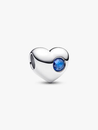 September Engravable Blue Stone Heart Charm - Image 2