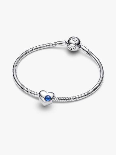 September Engravable Blue Stone Heart Charm - Image 6