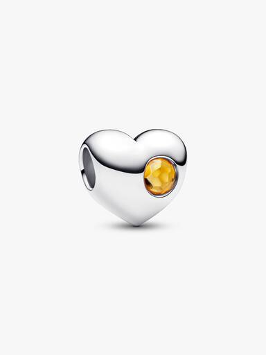 November Engravable Honey Stone Heart Charm - Image 2