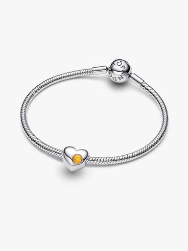 November Engravable Honey Stone Heart Charm - Image 4