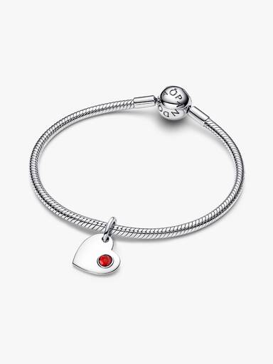 January Engravable Heart Red Stone Dangle Charm - Image 5