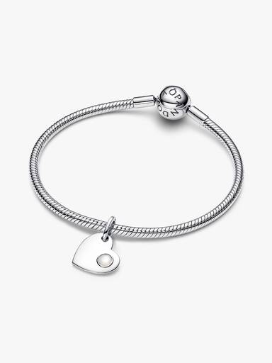 June Engravable Heart White Stone Dangle Charm - Image 4