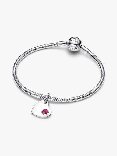 July Engravable Heart True Red Stone Dangle Charm - Image 3