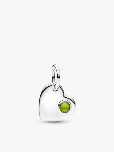August Engravable Heart Spring Green Stone Dangle Charm - Image 2
