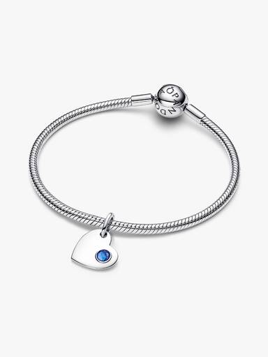 September Engravable Heart Blue Stone Dangle Charm - Image 4