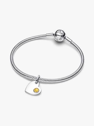 November Engravable Heart Honey Stone Dangle Charm - Image 3