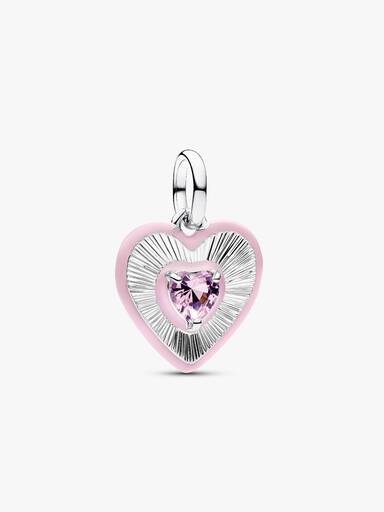 Radiating Pink Heart Medallion Charm - Image 2