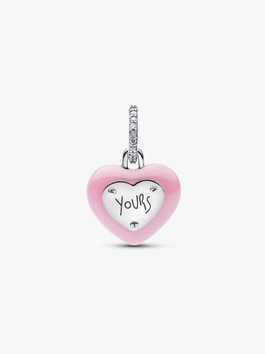 Pink Ceramic Heart Padlock Dangle Charm - Image 5