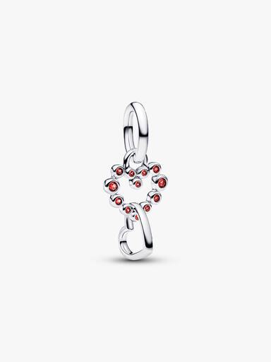 Connected Hearts & Red Stones Dangle Charm - Image 2