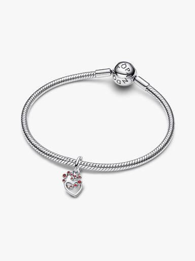 Connected Hearts & Red Stones Dangle Charm - Image 3