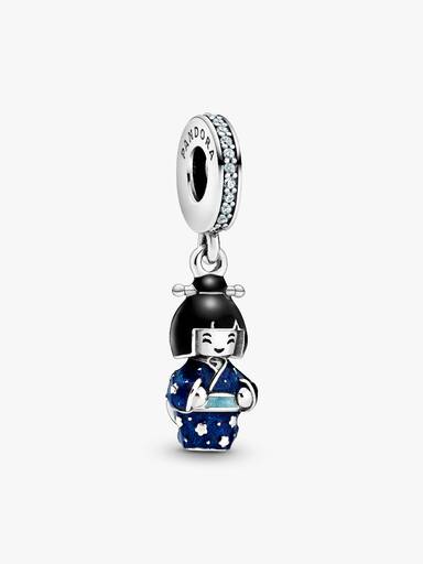 Japanese Doll in Blue Kimono Dangle Charm - Image 2