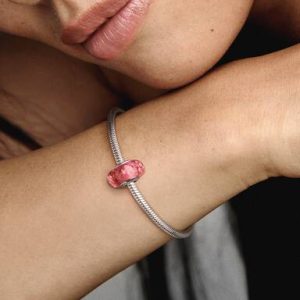 Wavy Fancy Pink Murano Glass Charm