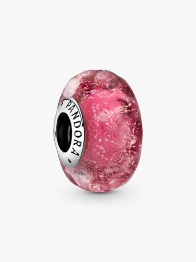 Wavy Fancy Pink Murano Glass Charm - Image 2
