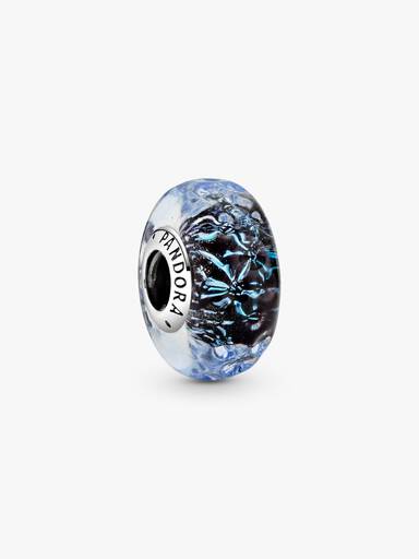 Wavy Dark Blue Murano Glass Ocean Charm - Image 2
