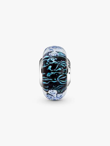 Wavy Dark Blue Murano Glass Ocean Charm - Image 4