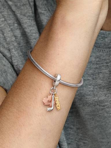 FINAL SALE - Canada, Maple Leaf & Hockey Stick Dangle Charm