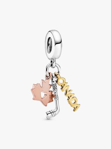 FINAL SALE - Canada, Maple Leaf & Hockey Stick Dangle Charm - Image 2