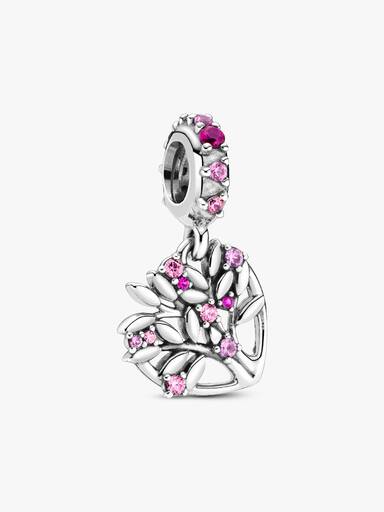 Pink Heart Family Tree Dangle Charm - Image 2