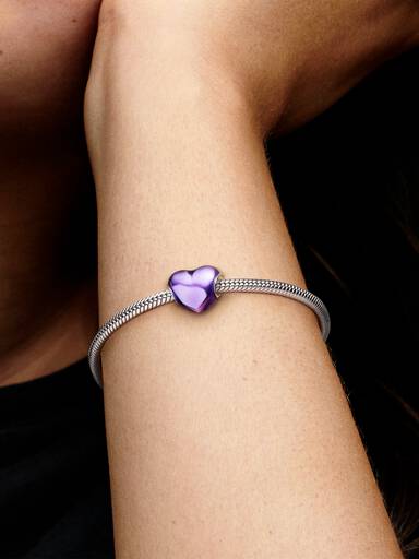 Metallic Purple Heart Charm