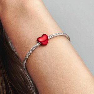 Metallic Red Heart Charm