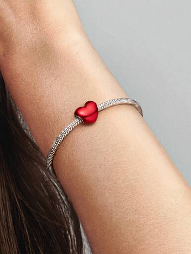 Metallic Red Heart Charm
