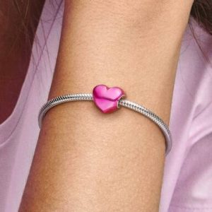 Metallic Pink Heart Charm