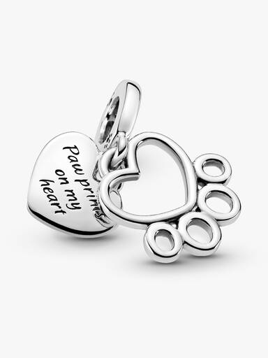 Hearts & Paw Print Dangle Charm - Image 2