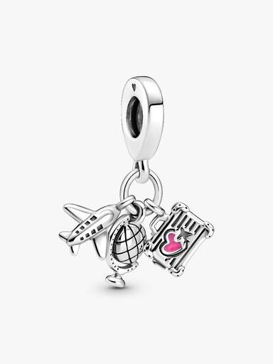 Airplane, Globe & Suitcase Dangle Charm - Image 2