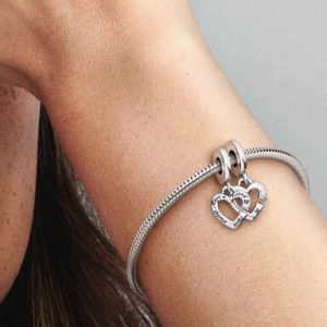 Linked Sister Hearts Split Dangle Charm