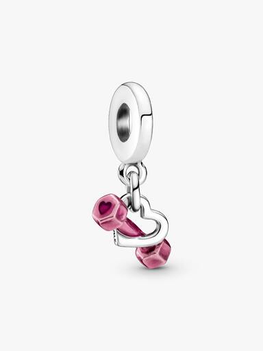 Dumbbell & Heart Dangle Charm - Image 2