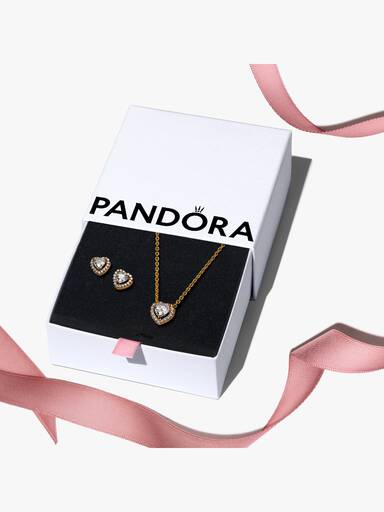 Golden Elevated Heart Jewelry Gift Set