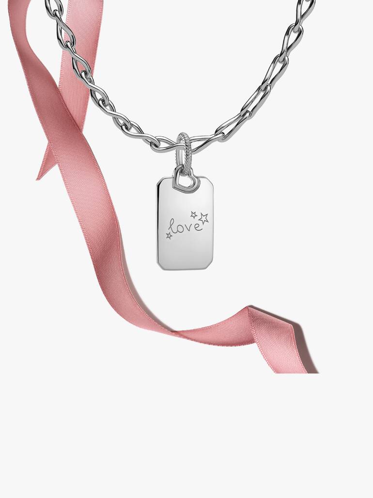Engravable Silver Pendant & Necklace Gift Set - Image 2