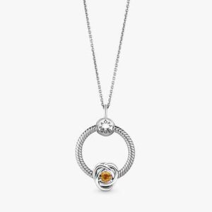 November Birthstone Eternity Circle O Pendant Set