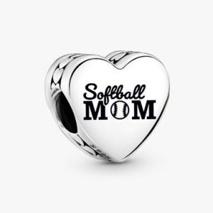 Softball Mom Heart Charm