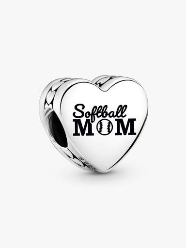 Softball Mom Heart Charm
