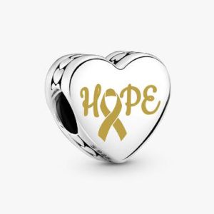 Hope Gold Ribbon Heart Charm